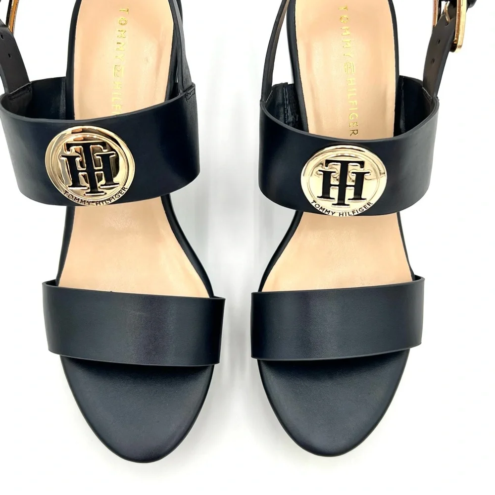 💕SALE 💕 New Womens Tommy Hilfiger Blue Wedge High Heel Sandal - Picture 5 of 9